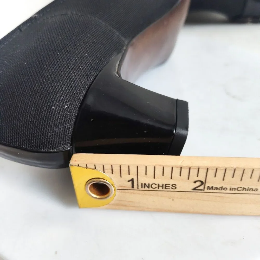 Stuart Weitzman Black Leather Sole Low Blocks Heels Size‎ 6 M Mesh Pumps Buckles